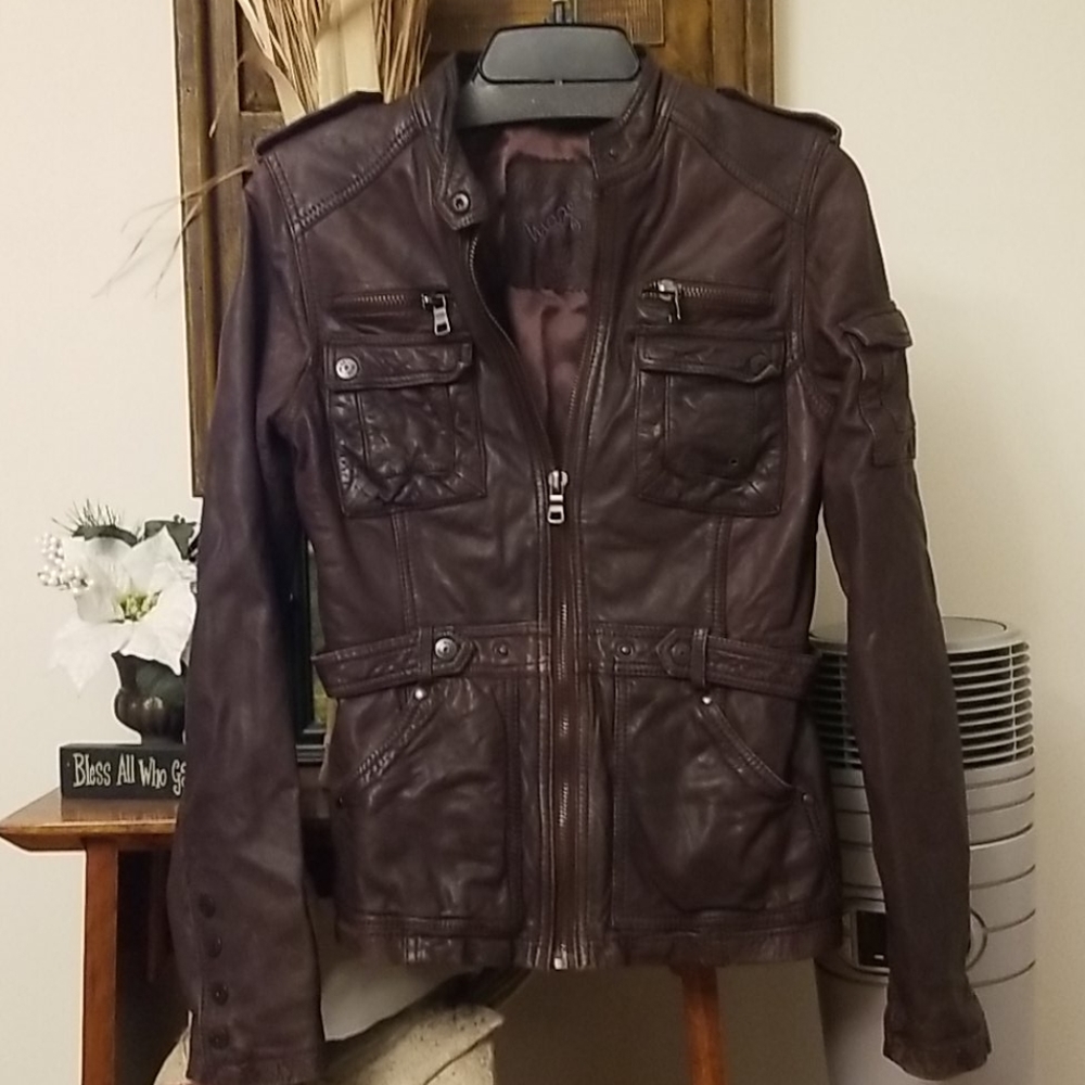 Maze deep burgundy leather jacket